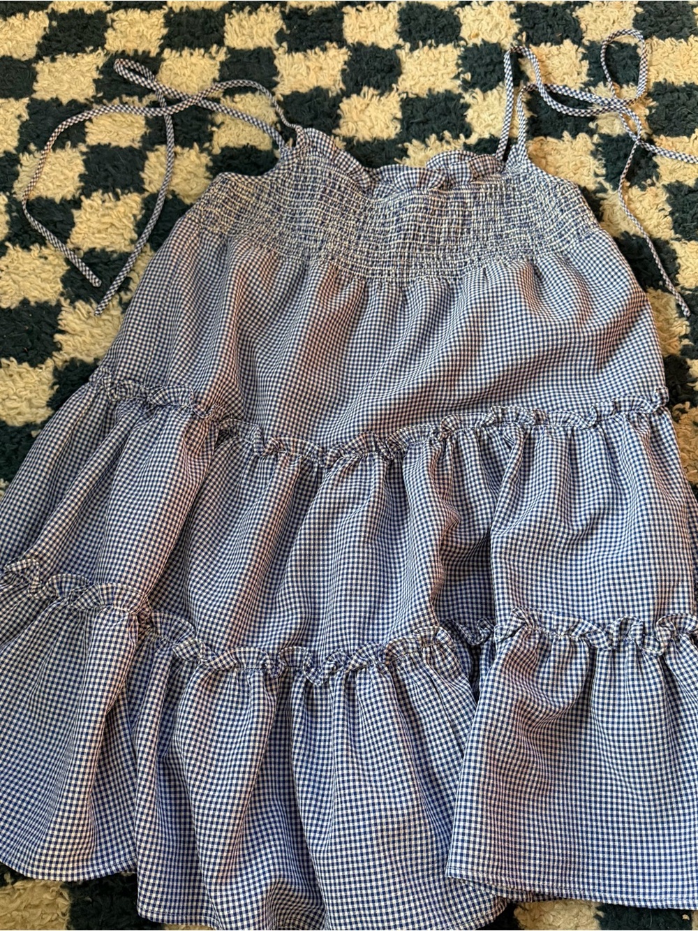 Storia Light Blue gingham Sundress size small